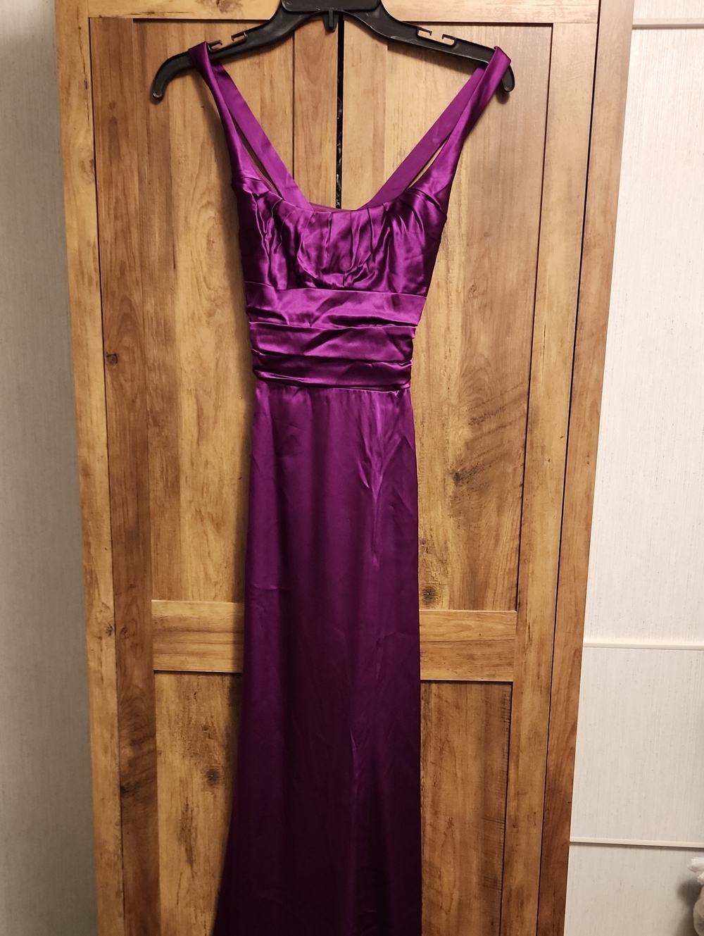 Elegant Purple Silk Formal Evening Gown - Crisscross Back W/Side Zipper